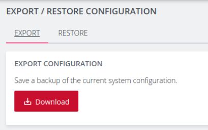 Export Configuration