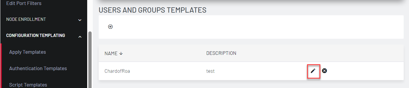 Image of Lighthouse UI showing users and groups templates
