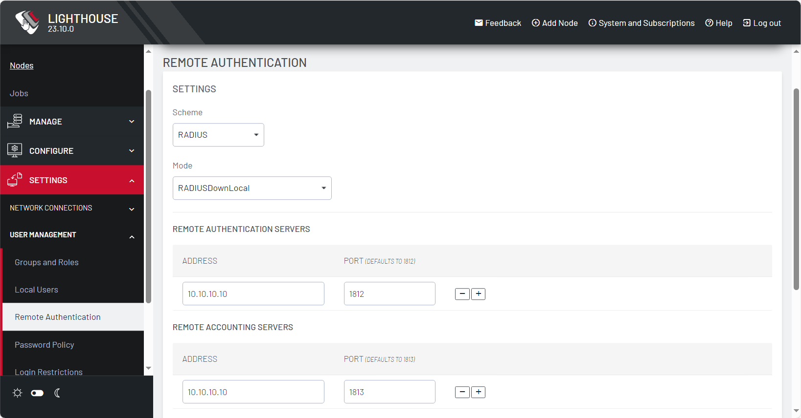 Lighthouse UI showing how to set up Remote Auth