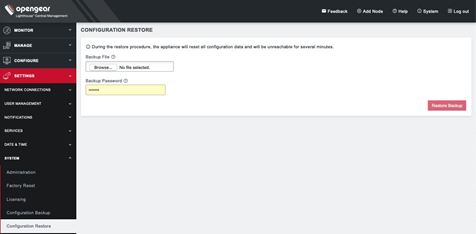 Definition Configuration Restore Configuration restore