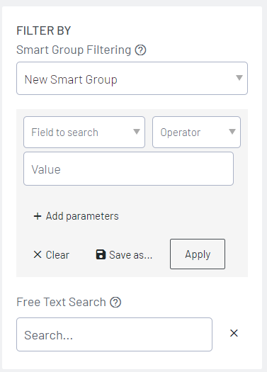 Image of the LIghthouse UI showing how to create smart groups