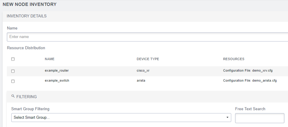 Image of the Lighthouse UI showing how to define a node inventory